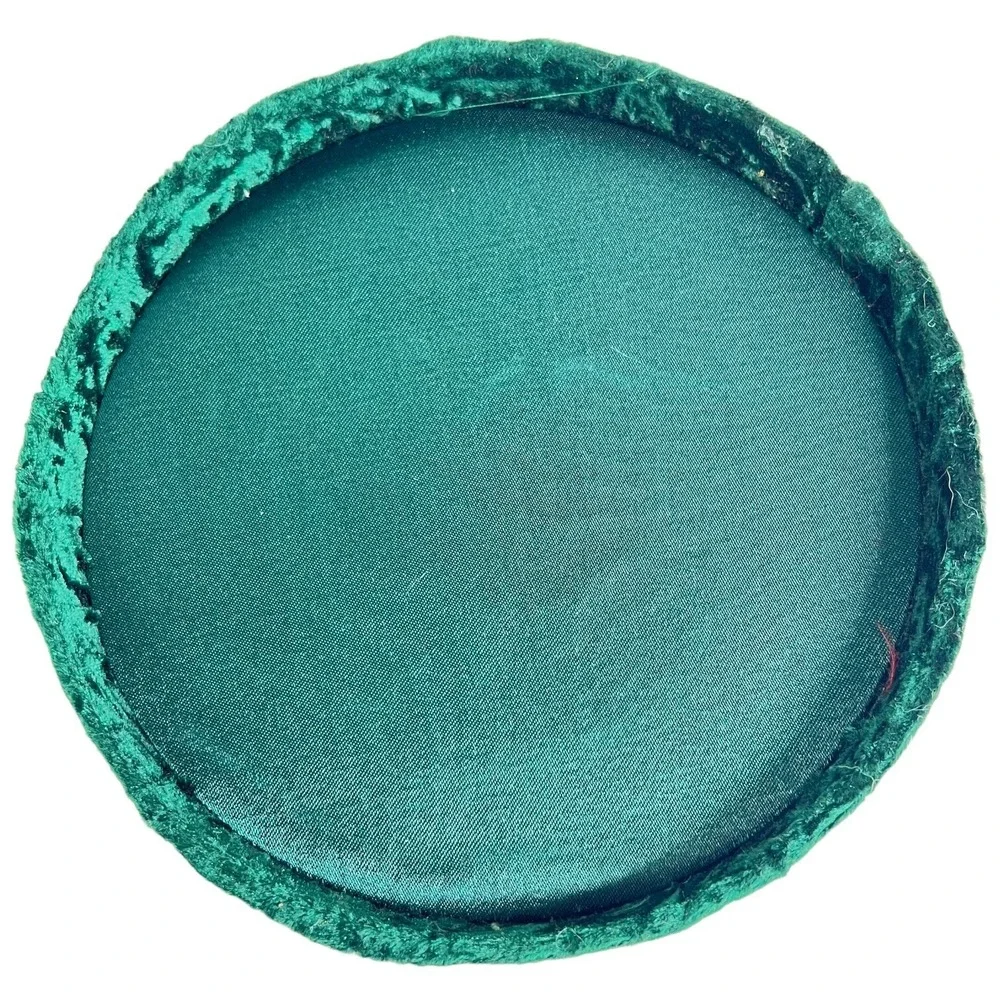 Velvet Gift Box Green Red Sequin Cardinal Poinsettia Round Christmas Red Trinket